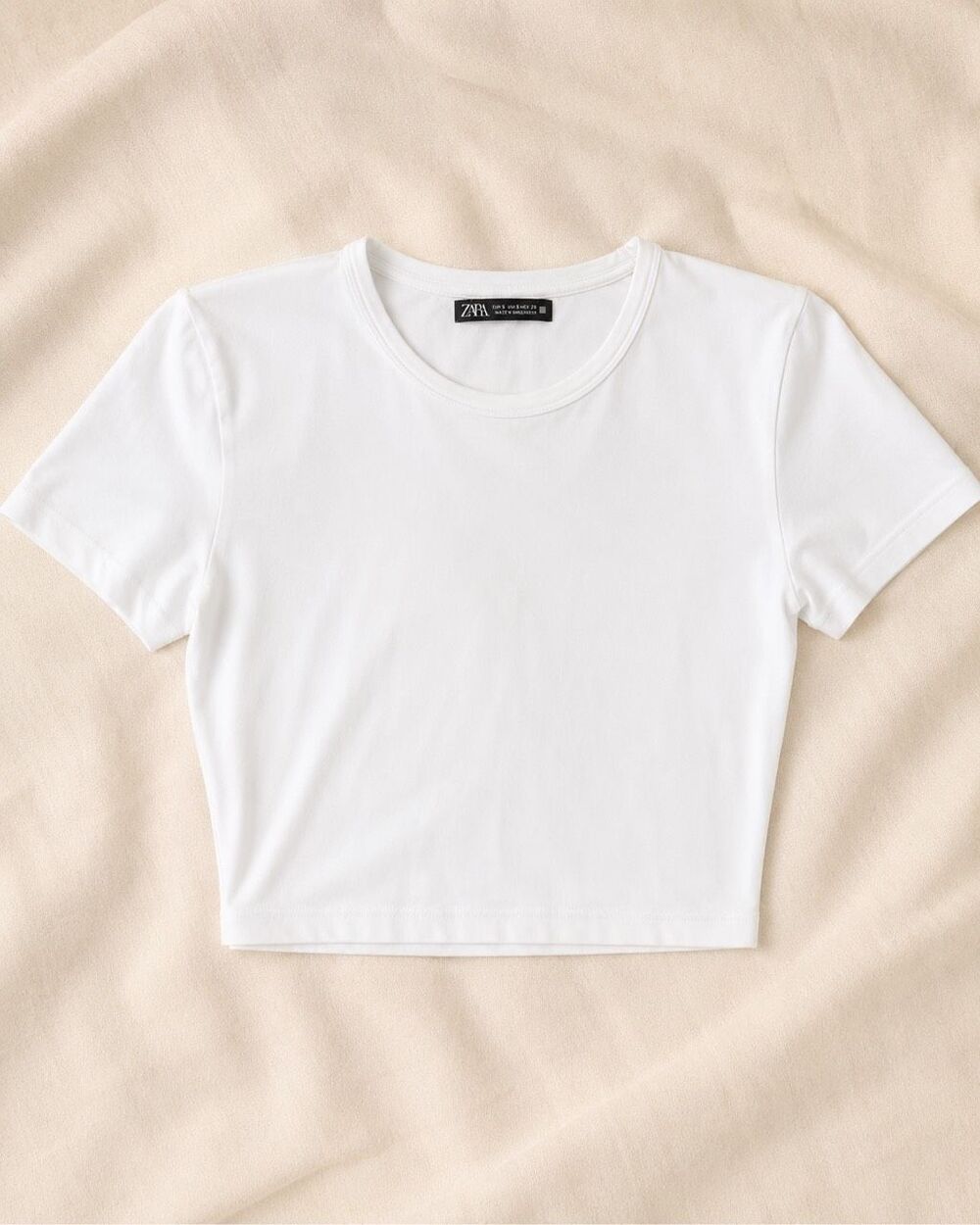 Zara Women’s White Cropped Short Sleeve T-Shirt Size S